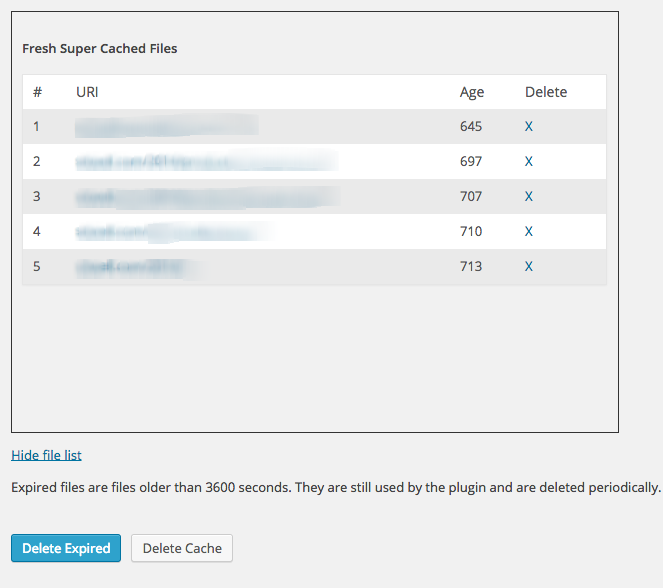 WP-Super-Cache Delete Options